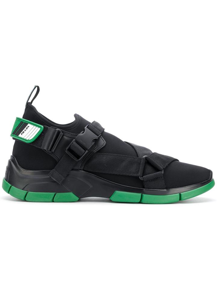 Prada Buckled Sneakers - Black