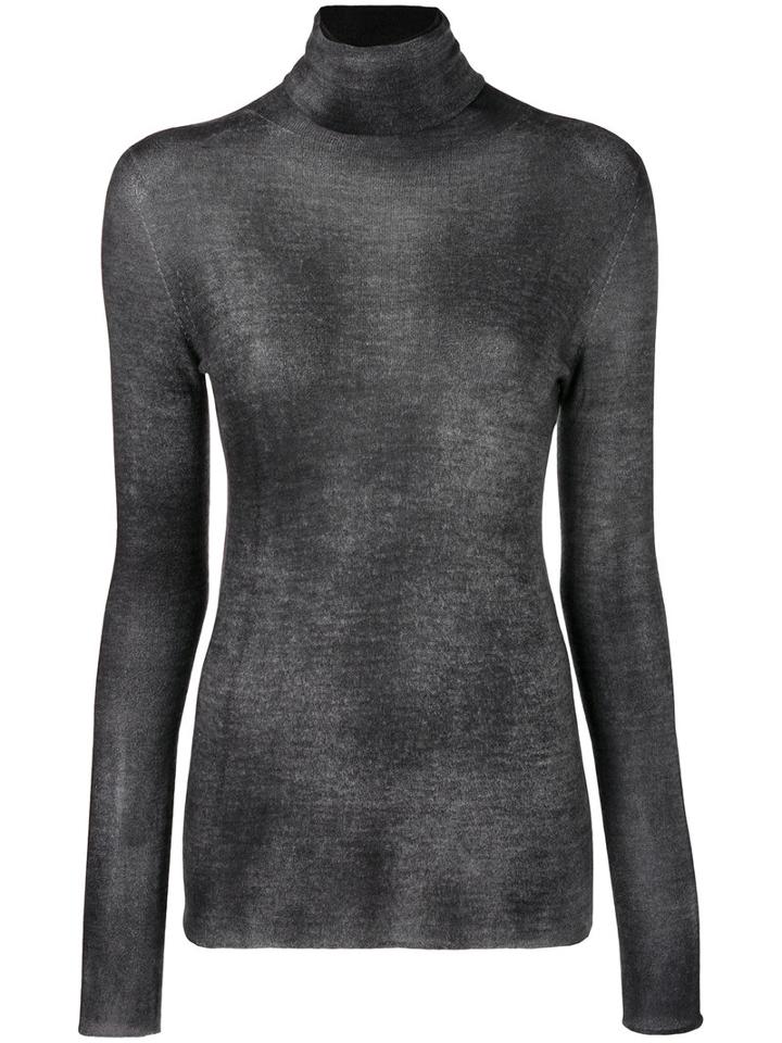Avant Toi - Roll Neck Top - Women - Silk/polyester/cashmere - S, Grey, Silk/polyester/cashmere