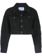 Mugler Cropped Denim Jacket - Black