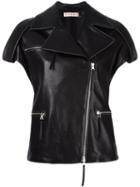 Marni Leather Biker Gilet, Women's, Size: 42, Black, Lamb Skin/silk