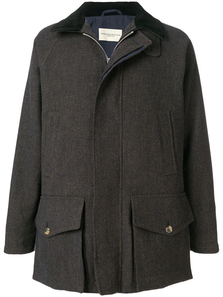 Holland & Holland Large Pocket Zipped Coat - Brown
