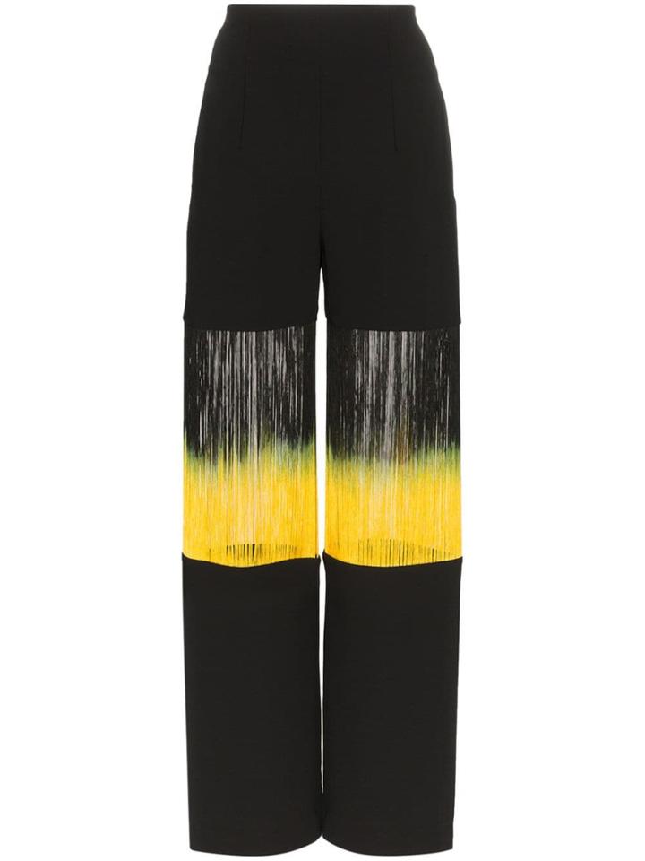 George Keburia High-waisted Fringe Insert Straight Leg Trousers -