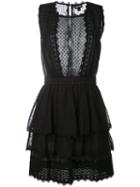 Just Cavalli Sheer Panel Layered Dress, Women's, Size: 40, Black, Cotton