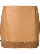 Derek Lam 10 Crosby Eyelet Hem Mini Skirt, Women's, Size: 0, Nude/neutrals, Lamb Skin