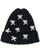 Tu Es Mon Trésor Bow Detail Beanie - Blue