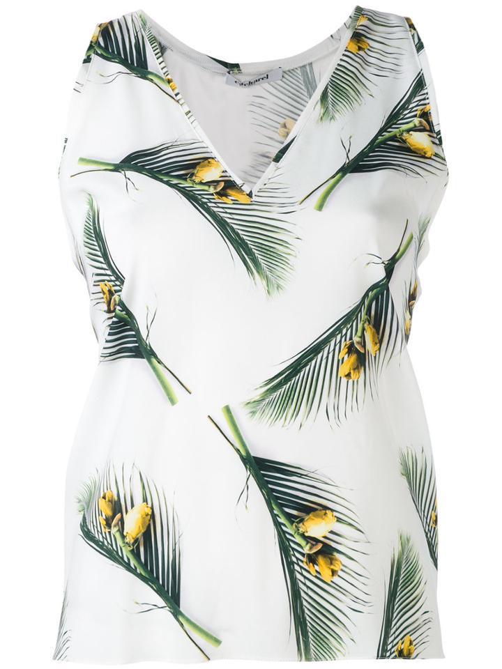 Cacharel - Tropical Print Tank Top - Women - Silk - 36, White, Silk