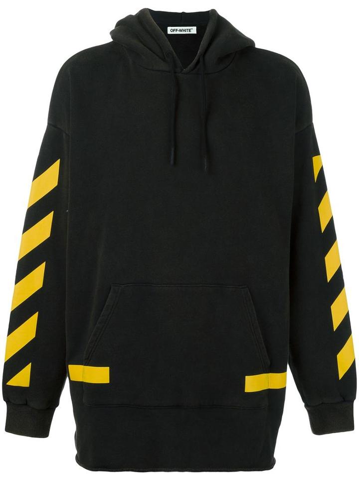 Off-white Diagonal Stripe Hoodie, Men's, Size: Small, Black, Cotton