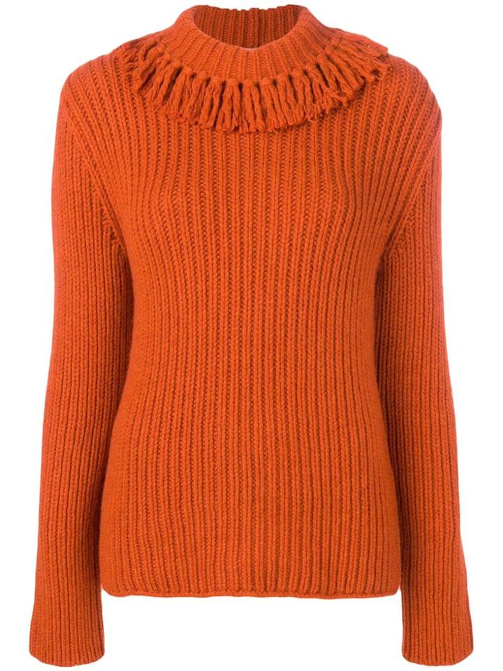 Bottega Veneta Fringed Neck Sweater - Orange