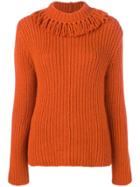 Bottega Veneta Fringed Neck Sweater - Orange