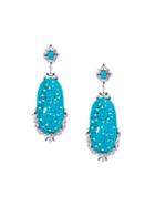Gemco Turquoise Carved Drop Diamond Earrings