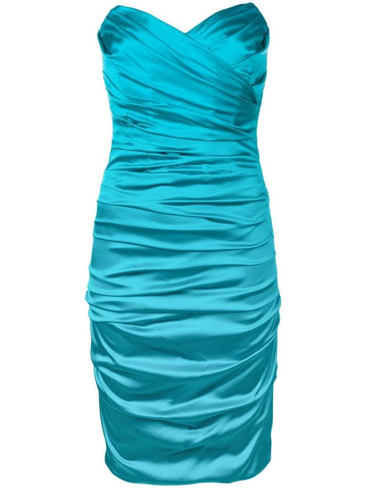 Dolce & Gabbana Pre-owned Strapless Draped Dress - Blue