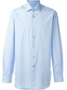 Kiton Button Down Dress Shirt, Men's, Size: 45, Blue, Cotton