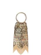 Whiting And Davis Chainmail Abstract Print Clutch Bag - Gold