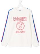 Moschino Kids Stripe Detail Logo Sweatshirt - White