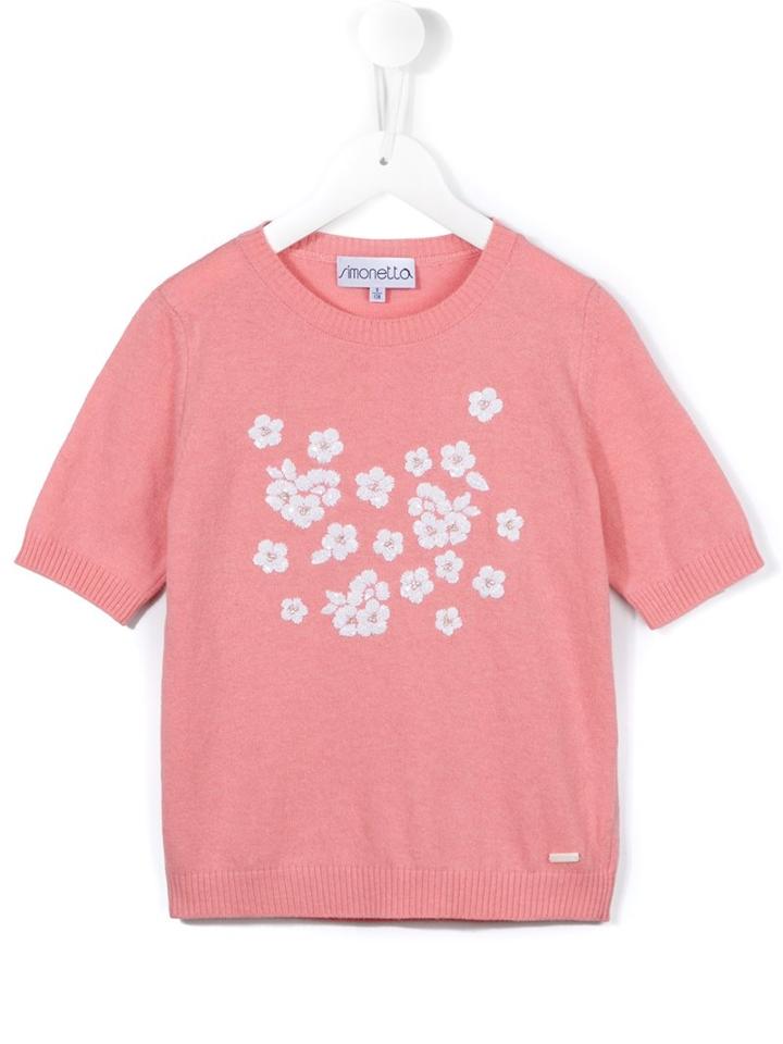 Simonetta Floral Sequin Knit Top, Girl's, Size: 10 Yrs, Pink/purple