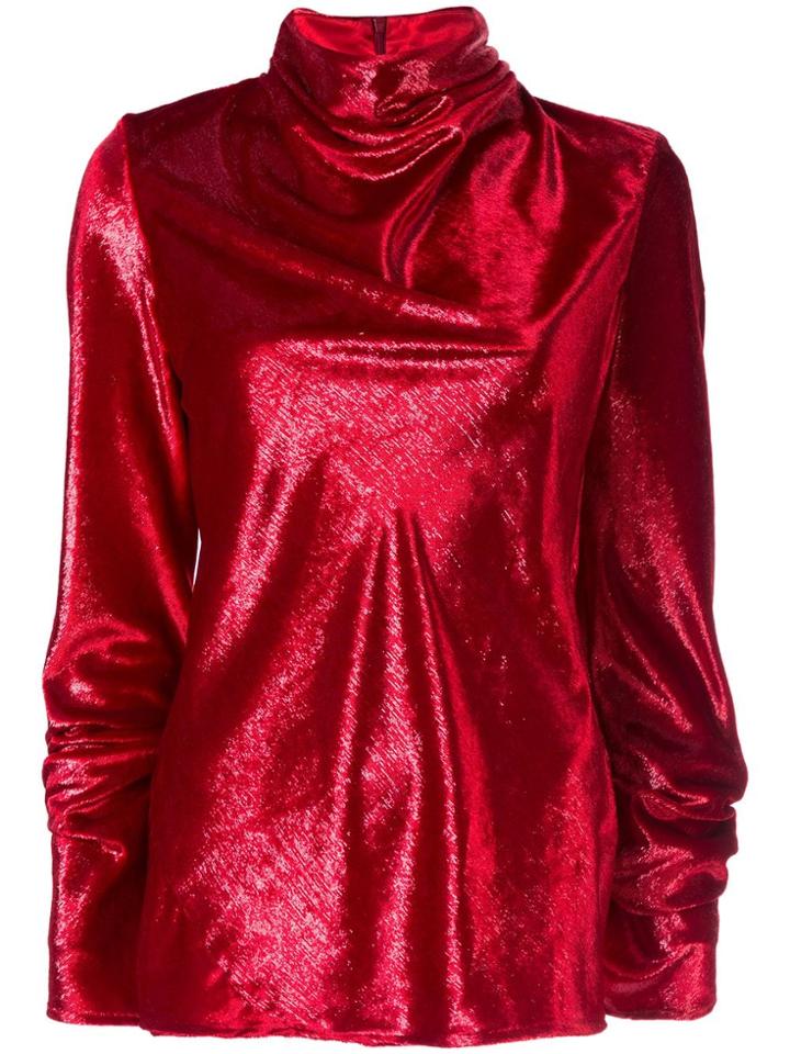 Ellery Cowl Neck Blouse - Red