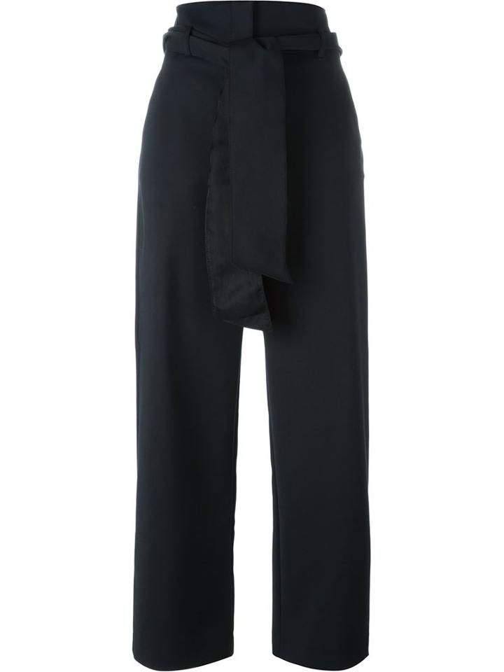 Emanuel Ungaro Belted Trousers, Women's, Size: 46, Black, Cotton/polyamide/spandex/elastane