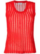 Carven - Ribbed Top - Women - Cotton/spandex/elastane - M, Red, Cotton/spandex/elastane