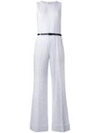 Woven Stripe Jumpsuit - Women - Linen/flax/polyester/spandex/elastane - 8, White, Linen/flax/polyester/spandex/elastane, Michael Michael Kors