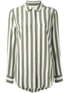 Equipment - Crepe De Chine Striped Shirt - Women - Silk - L, White, Silk