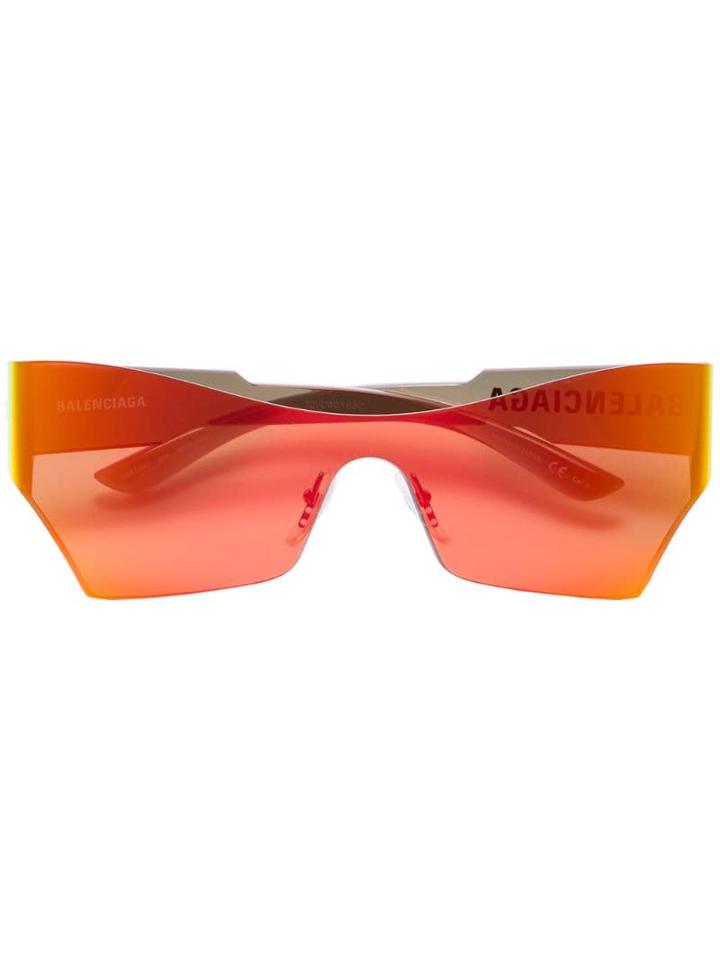 Balenciaga Eyewear Orange Reflective Sport Visor Sunglasses -
