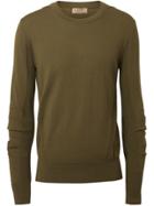 Burberry Rib Knit Detail Merino Wool Sweater - Green