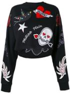 Philipp Plein - Appliquéd Sweatshirt - Women - Cotton/modal - Xs, Black, Cotton/modal