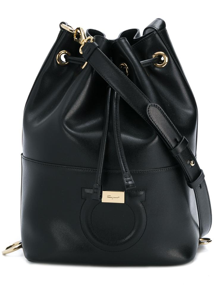 Salvatore Ferragamo Gancini Bucket Bag - Black