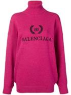 Balenciaga Logo Turtleneck Sweater - Pink & Purple