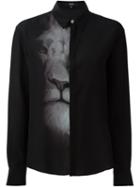Versus Lion Print Shirt, Women's, Size: 42, Black, Silk