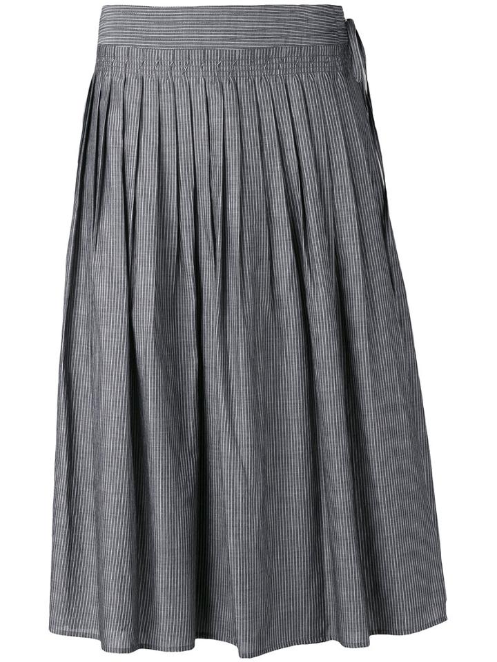 Vince - Striped Pleated Skirt - Women - Cotton - S, Grey, Cotton