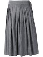 Vince - Striped Pleated Skirt - Women - Cotton - S, Grey, Cotton