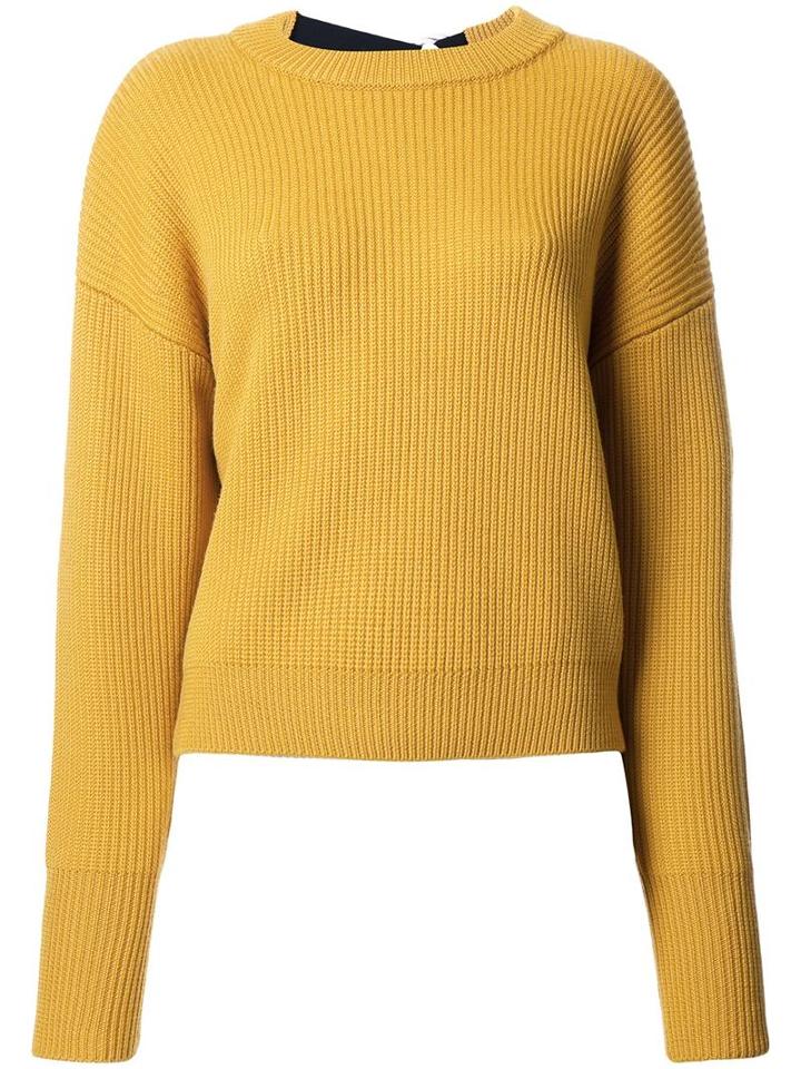 Le Ciel Bleu 'back Tape Knit' Sweater, Women's, Size: 36, Yellow/orange, Wool