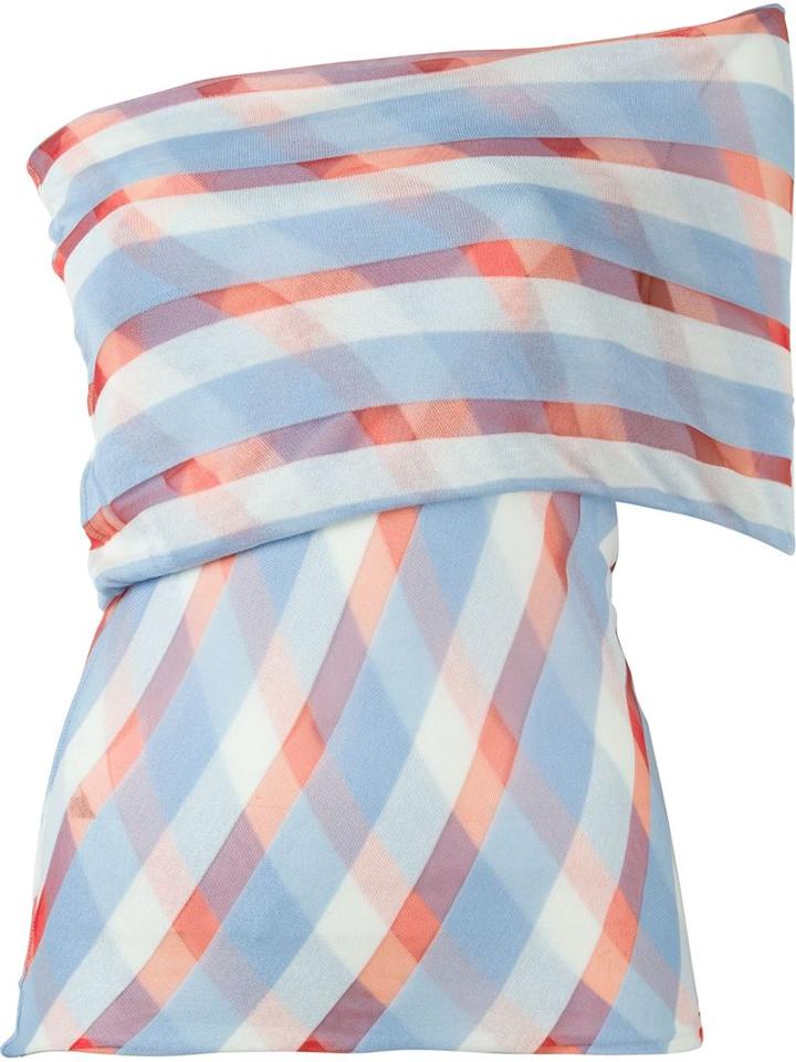 Stella Mccartney 'transparent Check' Off-shoulder Top