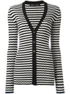Proenza Schouler Striped Cardigan, Women's, Size: Small, Black, Silk/cashmere