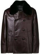 Prada Fur Collar Leather Jacket - Brown