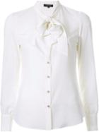 Loveless Tie Neck Button Down Shirt, Women's, Size: 34, White, Polyester