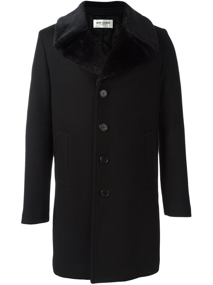 Saint Laurent Faux Fur Collar Coat