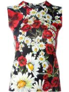 Dolce & Gabbana Daisy And Poppy Print Tank Top, Women's, Size: 40, Red, Silk