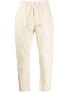The Silted Company Stripe Embroidered Crop Trousers - Neutrals