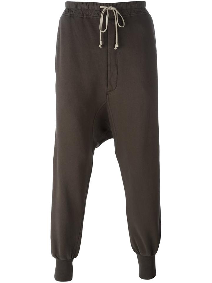 Rick Owens Drkshdw Drop Crotch Track Pants, Men's, Size: Xs, Brown, Cotton