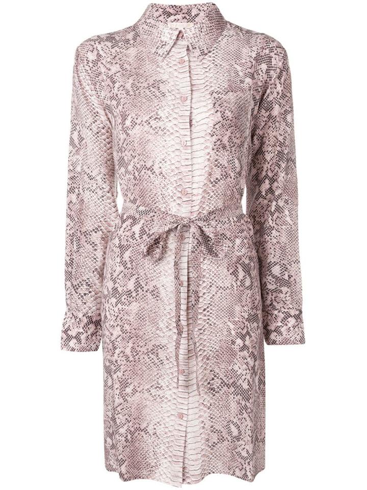Gold Hawk Snake Print Shirt Dress - Pink