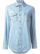 Saint Laurent Ruffle Collar Western Shirt, Women's, Size: Medium, Blue, Cotton