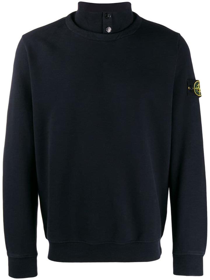 Stone Island Contrast Roll Neck Jumper - Blue