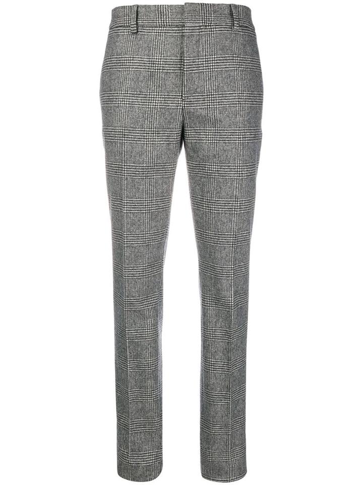 Saint Laurent Slim Fit Check Trousers - Black