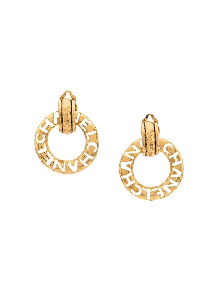 Chanel Pre-owned 1980 Door Knocker Logo Earrings - Gold