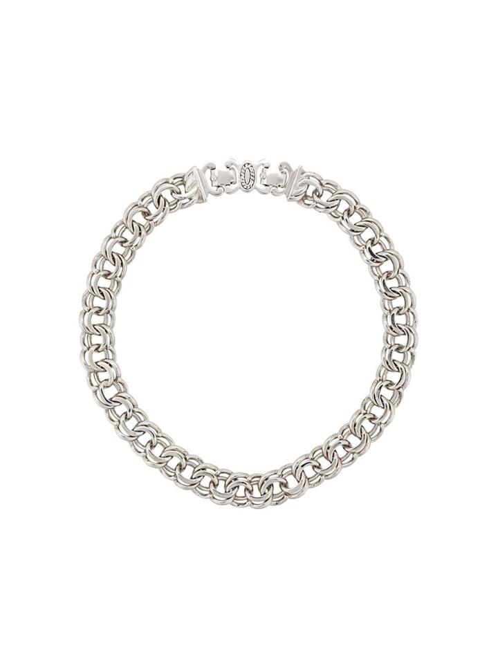 Monet Vintage 1980's Double Chain Necklace - Silver