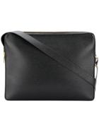 Thom Browne Seamed Panel Pebble Grain Leather Messenger Bag - Black