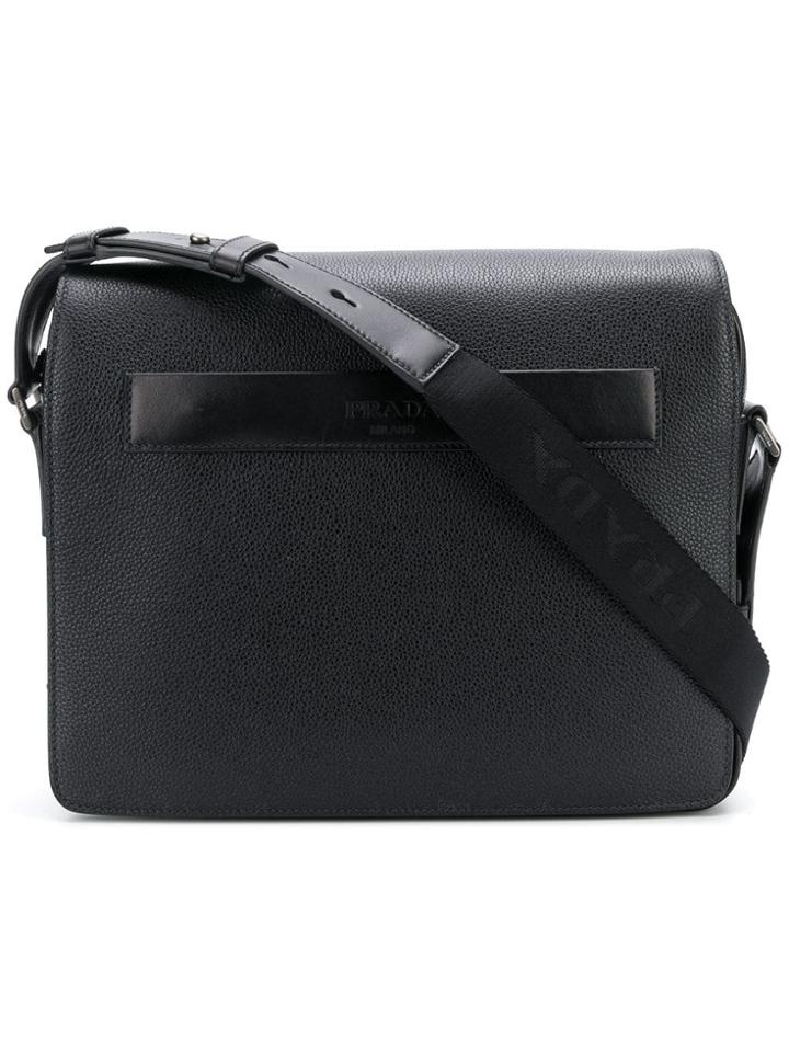 Prada Pebbled Messenger Bag - Black