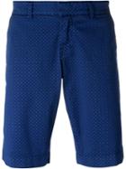 Fay Printed Chino Shorts, Men's, Size: 34, Blue, Cotton/spandex/elastane